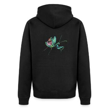 Praying Mantis I Mantis Insect Motif - Unisex Premium Organic Zip Hoodie - black - Back - Nico (187cm)