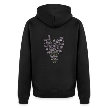 Lavendel I Team Braut Blumenkranz Hochzeit Boho - Unisex Premium Bio Zip Hoodie - Schwarz - Hinten - Nico (187cm)