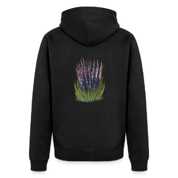 Lavendel I Team Braut Blumenkranz Hochzeit Boho - Unisex Premium Bio Zip Hoodie - Schwarz - Hinten - Nico (187cm)