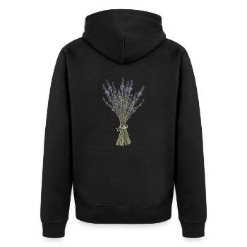 Lavendel I Team Braut Blumenkranz Hochzeit Boho - Unisex Premium Bio Zip Hoodie - Schwarz - Hinten - Nico (187cm)