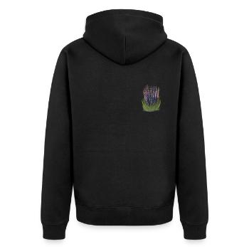 Lavendel I Team Braut Blumenkranz Hochzeit Boho - Unisex Premium Bio Zip Hoodie - Schwarz - Hinten - Nico (187cm)