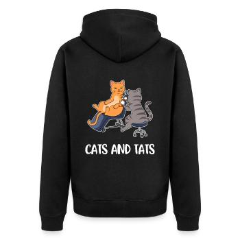 Chat Et Tats Tatouage Cadeau - Veste à capuche bio Premium Unisexe - noir - Dos - Nico (187cm)