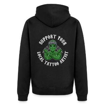 Local Tattoo Artist Tätowierung Geschenk - Unisex Premium Bio Zip Hoodie - Schwarz - Hinten - Nico (187cm)