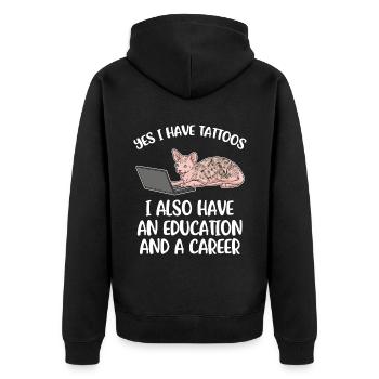 Yes I Have Tattoos Tattoo Gift - Unisex Premium Organic Zip Hoodie - black - Back - Nico (187cm)