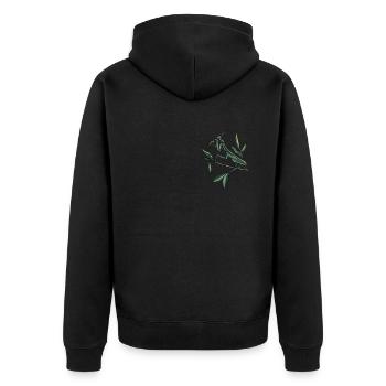 Praying Mantis I Mantis Insect Motif - Unisex Premium Organic Zip Hoodie - black - Back - Nico (187cm)