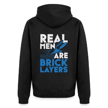 Real men are bricklayer Bricklayer Profession Bricklayer - Unisex Premium Organic Zip Hoodie - black - Back - Nico (187cm)