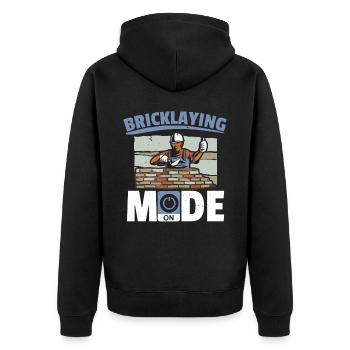 Mason mode on the construction Job Bricklayer - Unisex Premium Organic Zip Hoodie - black - Back - Nico (187cm)