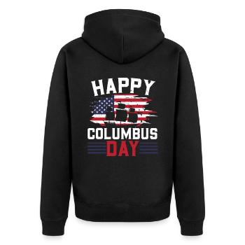 Froher Kolumbus-Tag USA Christoph Kolumbus - Unisex Premium Bio Zip Hoodie - Schwarz - Hinten - Nico (187cm)