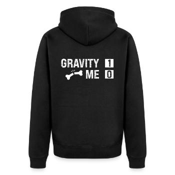 Gravity vs Me - Fracture osseuse - Veste à capuche bio Premium Unisexe - noir - Dos - Nico (187cm)