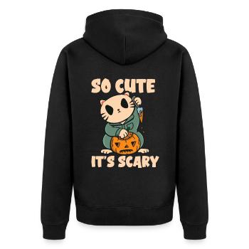 Cat Pumpkin Halloween Outfit So Cute It's Scary - Unisex Premium Organic Zip Hoodie - black - Back - Nico (187cm)