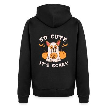 Cute Dog Halloween Outfit So Cute It's Scary - Unisex Premium Organic Zip Hoodie - black - Back - Nico (187cm)