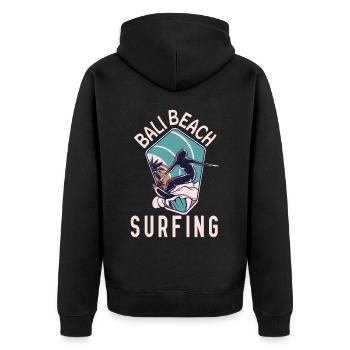 Bali Beach Surfer Retro Surfing Girl Travel - Unisex Premium Bio Zip Hoodie - Schwarz - Hinten - Nico (187cm)
