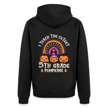 Greepy Pumpkin Murder Halloween Costume - Unisex Premium Organic Zip Hoodie - black - Back - Nico (187cm)