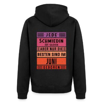Schlosserin Geburtstag Juni geboren Schmiedin - Unisex Premium Bio Zip Hoodie - Schwarz - Hinten - Nico (187cm)
