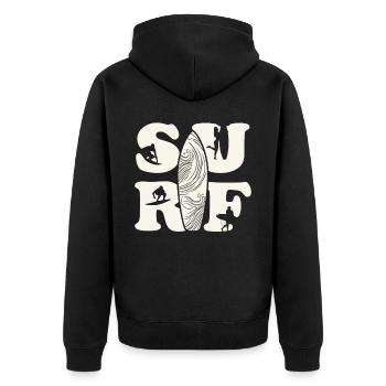 Surfboard Vintage Surfer Retro 80s 90er Jahre - Unisex Premium Bio Zip Hoodie - Schwarz - Hinten - Nico (187cm)