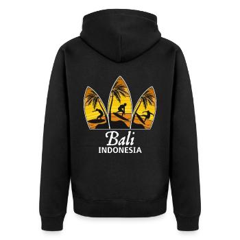 Bali Indonesia Surfer Spot Sunset Surfboards Surf - Unisex Premium Bio Zip Hoodie - Schwarz - Hinten - Nico (187cm)