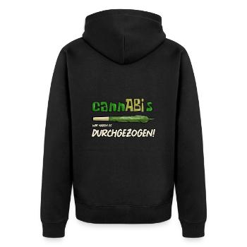 Cannabis Abi - Unisex Premium Bio Zip Hoodie - Schwarz - Hinten - Nico (187cm)