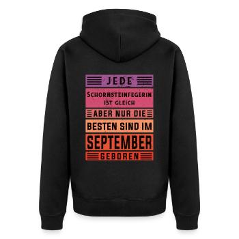 Kehrer Geburtstag September geboren - Unisex Premium Bio Zip Hoodie - Schwarz - Hinten - Nico (187cm)