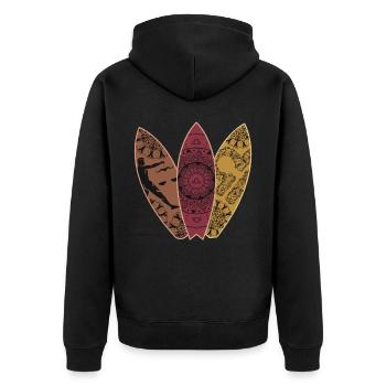 Libra -Tierkreis -Surfbrett -Surfenhoroskop - Unisex Premium Bio Zip Hoodie - Schwarz - Hinten - Nico (187cm)