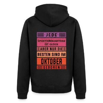 Spediteur Geburtstag Oktober geboren - Unisex Premium Bio Zip Hoodie - Schwarz - Hinten - Nico (187cm)