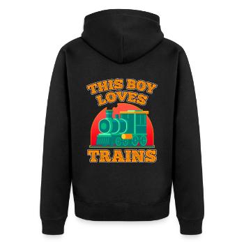 Ce garçon adore les locomotives de train! Cadeau enfant - Veste à capuche bio Premium Unisexe - noir - Dos - Nico (187cm)