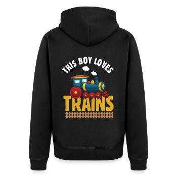 Ce garçon adore les locomotives de train! Cadeau enfant - Veste à capuche bio Premium Unisexe - noir - Dos - Nico (187cm)