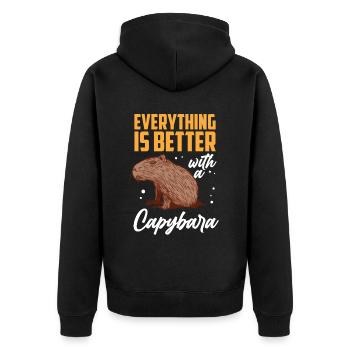 Capybara tout mieux avec capybara - Veste à capuche bio Premium Unisexe - noir - Dos - Nico (187cm)