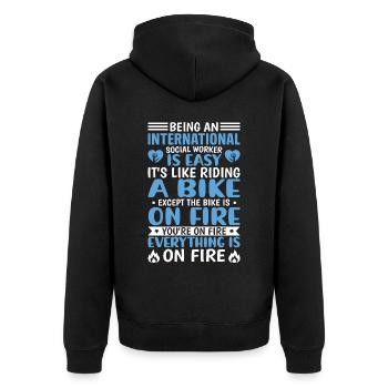 International Social Worker Occupation Profession - Unisex Premium Organic Zip Hoodie - black - Back - Nico (187cm)