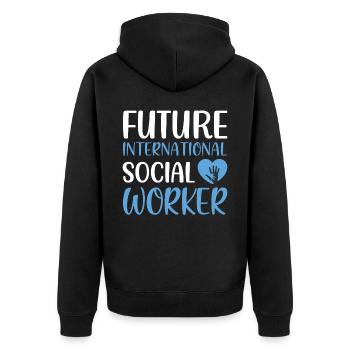 Future International Social Worker Job Profession - Unisex Premium Organic Zip Hoodie - black - Back - Nico (187cm)