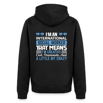 International Social Worker Occupation Profession - Unisex Premium Organic Zip Hoodie - black - Back - Nico (187cm)