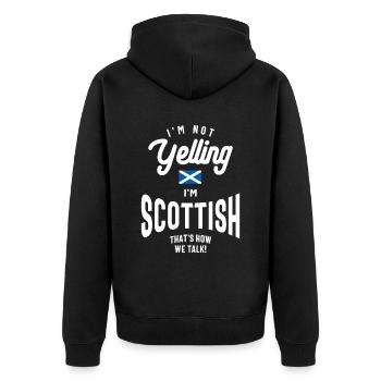 I'm not yelling I'm Scottish Funny Scottish Pride - Unisex Premium Organic Zip Hoodie - black - Back - Nico (187cm)
