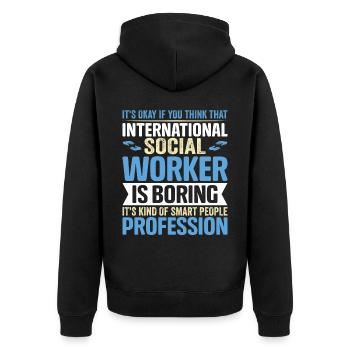 International Social Worker Occupation Profession - Unisex Premium Organic Zip Hoodie - black - Back - Nico (187cm)