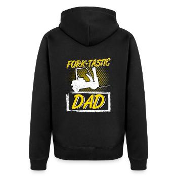 Staplerfahrer Gabelstapler Fork-Tastic Dad - Unisex Premium Bio Zip Hoodie - Schwarz - Hinten - Nico (187cm)