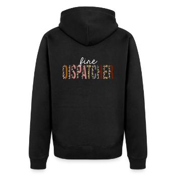 Fire Dispatcher Leopard Print Funny Gift - Unisex Premium Organic Zip Hoodie - black - Back - Nico (187cm)