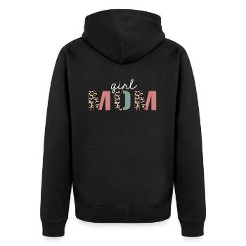 girl mom Leopard Print Funny Gift - Unisex Premium Organic Zip Hoodie - black - Back - Nico (187cm)