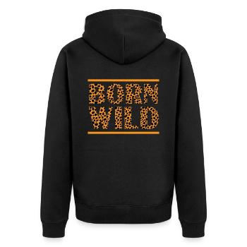 Born Wild Wildlife Animal Zookeeper Cheetah - Unisex Premium Organic Zip Hoodie - black - Back - Nico (187cm)