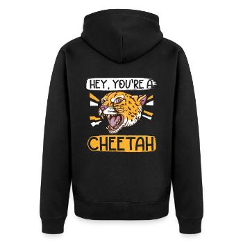 Hey, du bist ein Gepard Tier Zoowärter - Unisex Premium Bio Zip Hoodie - Schwarz - Hinten - Nico (187cm)