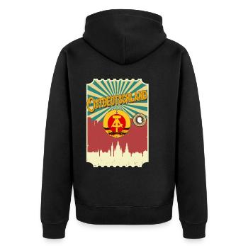 Ostdeutschland Geschenk Osten Ossi DDR Ostalgie - Unisex Premium Bio Zip Hoodie - Schwarz - Hinten - Nico (187cm)