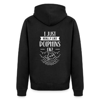 J’aime les dauphins Just Very Okay? Dauphin Dauphin - Veste à capuche bio Premium Unisexe - noir - Dos - Nico (187cm)