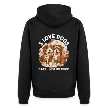 Ich Liebe Hunde Katzen Nicht So Sehr Hund Welpe - Unisex Premium Bio Zip Hoodie - Schwarz - Hinten - Nico (187cm)