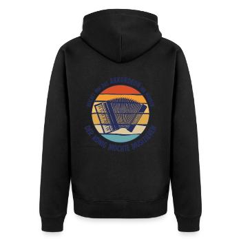 Akkordeon Harmonika Zieharmonika - Unisex Premium Bio Zip Hoodie - Schwarz - Hinten - Nico (187cm)