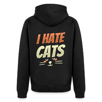 Ich Hasse Katzen Hund Welpe Tier Liebhaber - Unisex Premium Bio Zip Hoodie - Schwarz - Hinten - Nico (187cm)
