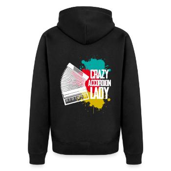 Akkordeon Lady Akkordeonist Zieharmonika - Unisex Premium Bio Zip Hoodie - Schwarz - Hinten - Nico (187cm)
