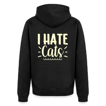 Ich Hasse Katzen Liebhaber Tier Hund Welpe - Unisex Premium Bio Zip Hoodie - Schwarz - Hinten - Nico (187cm)