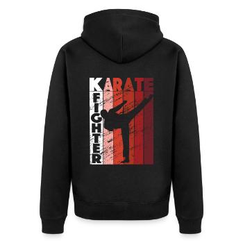 Karate Fighter Kick Retro Martial Arts - Unisex Premium Bio Zip Hoodie - Schwarz - Hinten - Nico (187cm)
