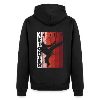 Kickboxing Fighter Retro Kickboxer Kick Martial Ar - Unisex Premium Bio Zip Hoodie - Schwarz - Hinten - Nico (187cm)