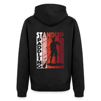 Stand -up -Paddel -Retro -Paddel -Paddelboard - Unisex Premium Bio Zip Hoodie - Schwarz - Hinten - Nico (187cm)