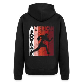 Amerikanischer Fußball -Retro -Fußballspieler - Unisex Premium Bio Zip Hoodie - Schwarz - Hinten - Nico (187cm)