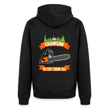 Chainsaw Chainsaws Saying Lumberjack - Unisex Premium Organic Zip Hoodie - black - Back - Nico (187cm)