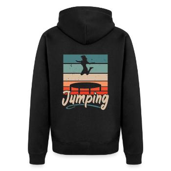 Springendes Trampolin Trampolin Trampolinspringen - Unisex Premium Bio Zip Hoodie - Schwarz - Hinten - Nico (187cm)